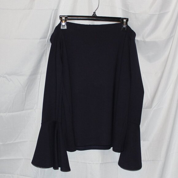 Sugar + Lips, Top, XL, Navy Blue, Off-Shoulder, Long Bell Sleeves, Rayon Spandex - Picture 3 of 5